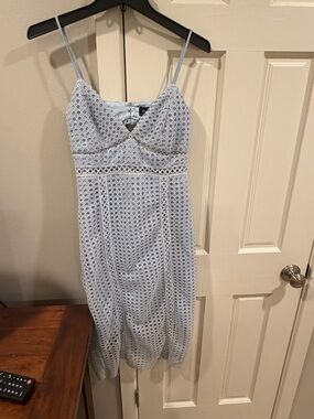 Bardot Light Blue Eyelet Midi Dress